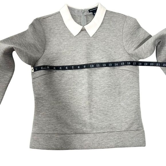 Club Monaco Small Women's Gray White Neoprene Sweatshirt Polo Collar Top - Picture 8 of 13